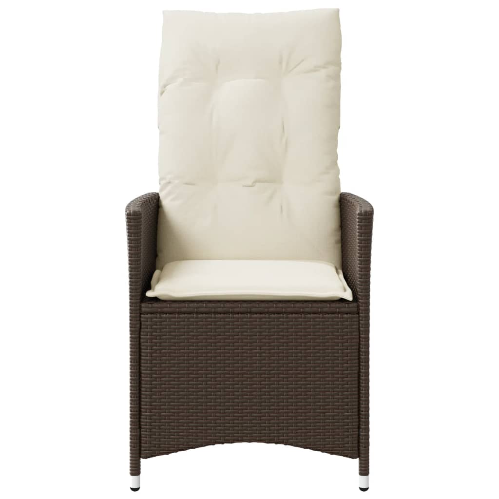 Gartensessel Verstellbar mit Kissen Schwarz Poly Rattan