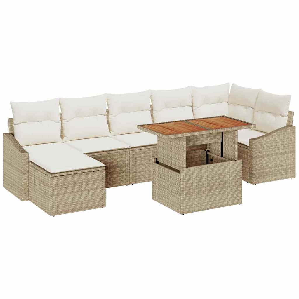 Garten Essgruppe mit Kissen 8 pcs Schwarz und Creme