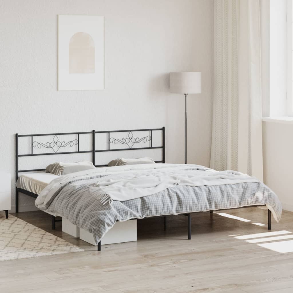 Bettgestell mit Kopfteil Metall Schwarz 100x190 cm