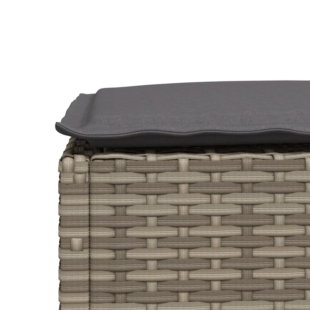 Gartenhocker mit Kissen Schwarz 63,5x56x32 cm Poly Rattan