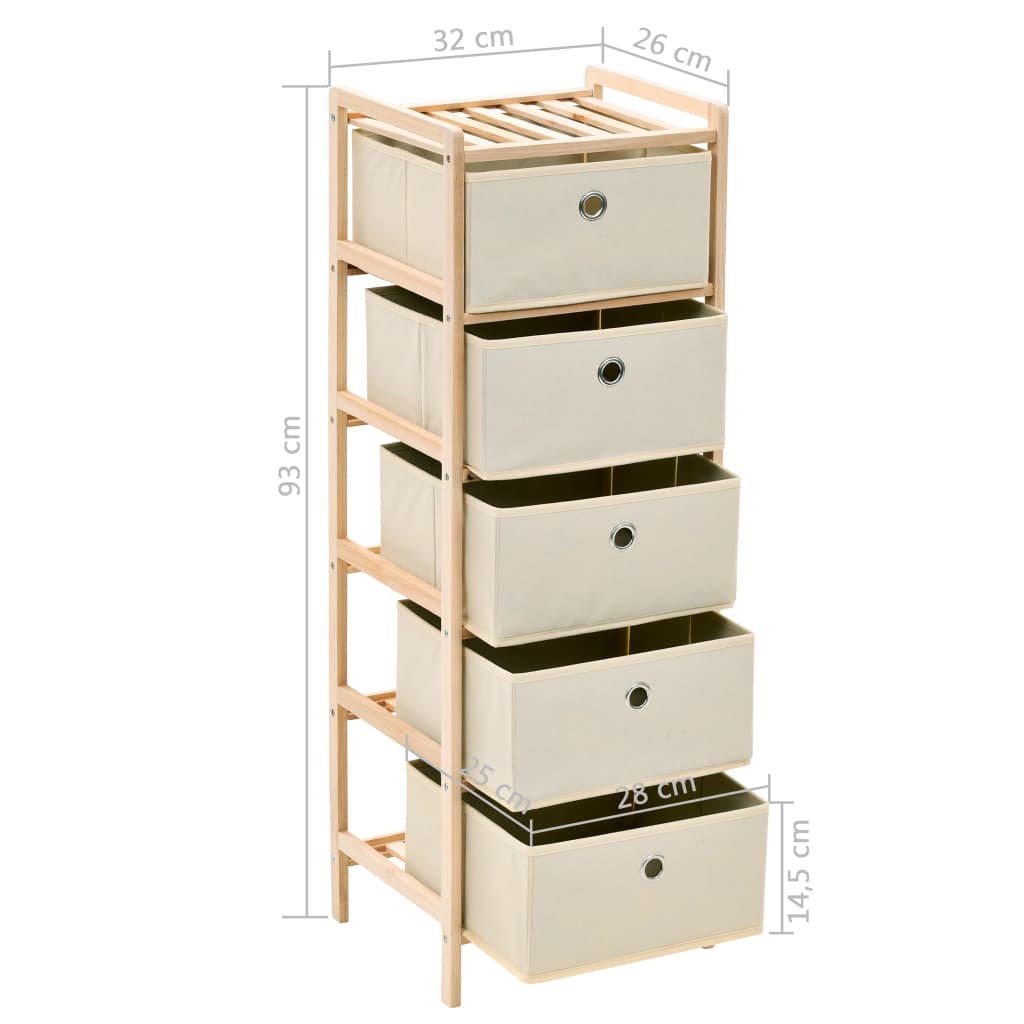Korb-Kommode mit 3 Stoffkörben Zedernholz Beige