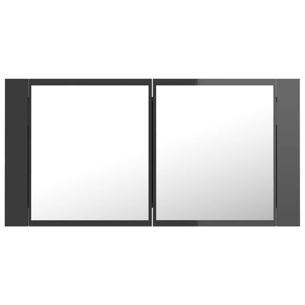 LED-Bad-Spiegelschrank Grau 90x12x45 cm Acryl