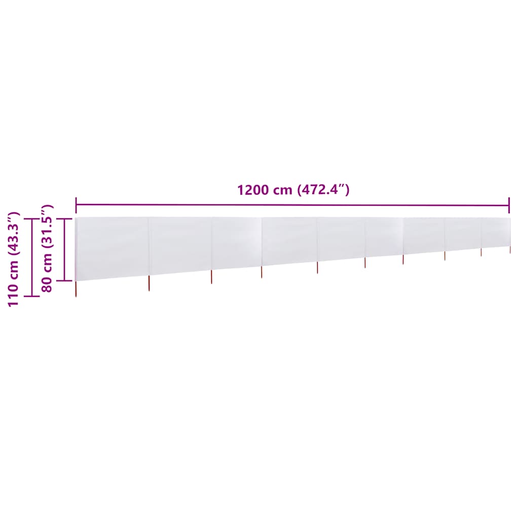 3-teiliges Windschutzgewebe 400 x 120 cm Weiß
