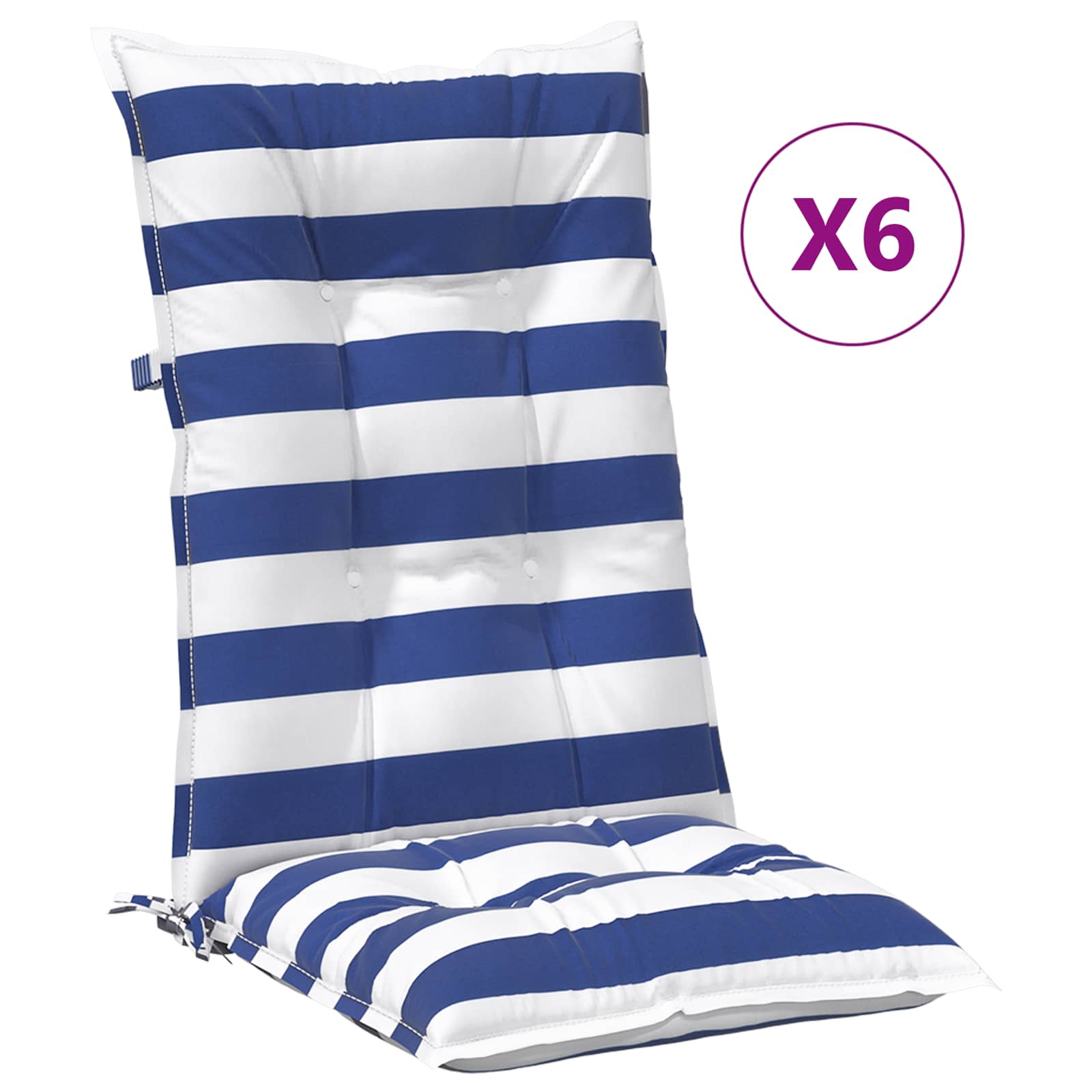 Kissen für draußen 2 pcs Blau und Weiß 120 x 50 x 7 cm Stoff