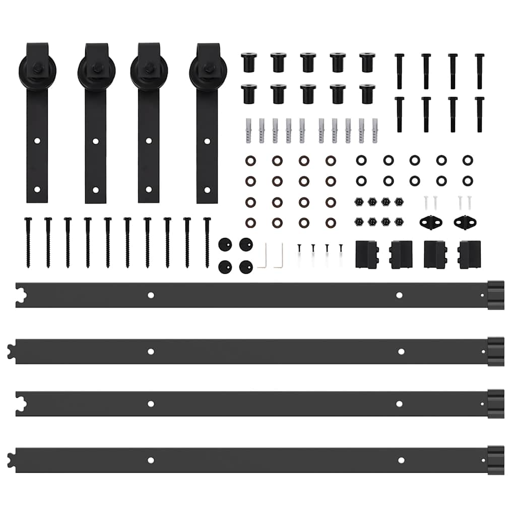 Schiebetürbeschlag-Set 305 cm Stahl Schwarz
