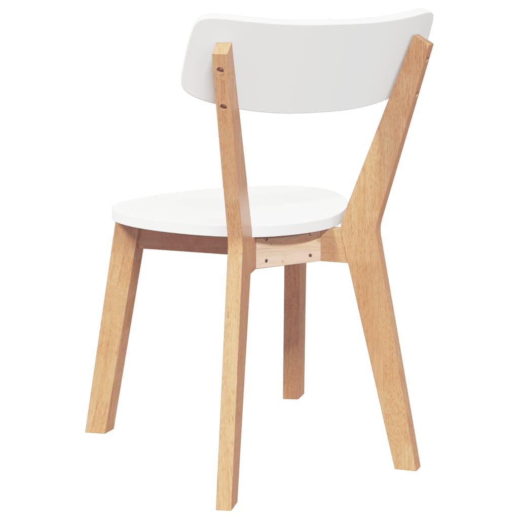 Esszimmerstühle 2 Stk. Weiß Massivholz Gummibaum