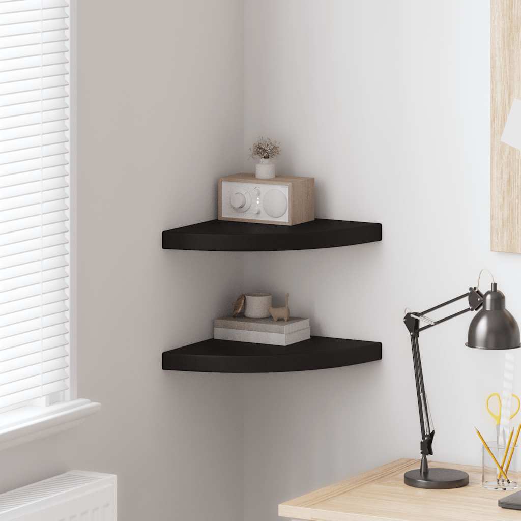 Schwebende Eckregale 2 Stk. Hochglanz-Weiß 25x25x3,8 cm MDF