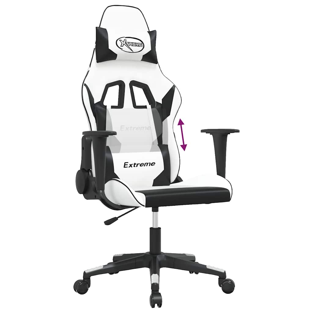 Gaming-Stuhl mit Massagefunktion Schwarz und Blau Kunstleder