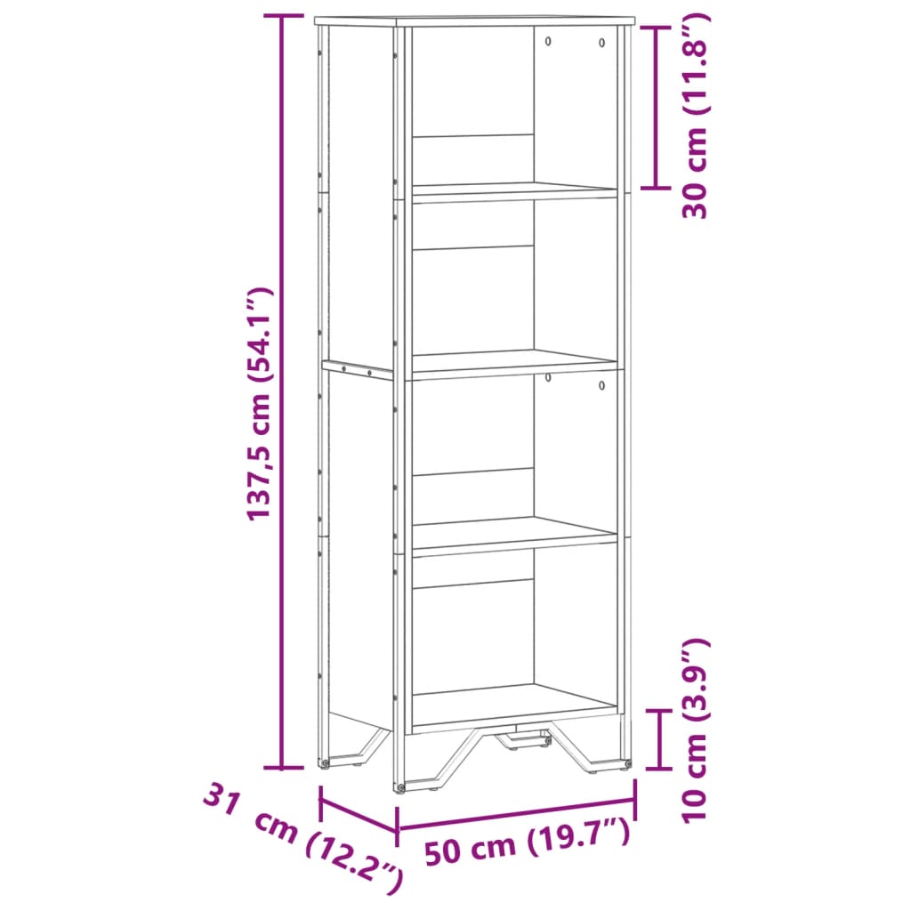 Bücherregal Schwarz 80x31x169 cm Holzwerkstoff