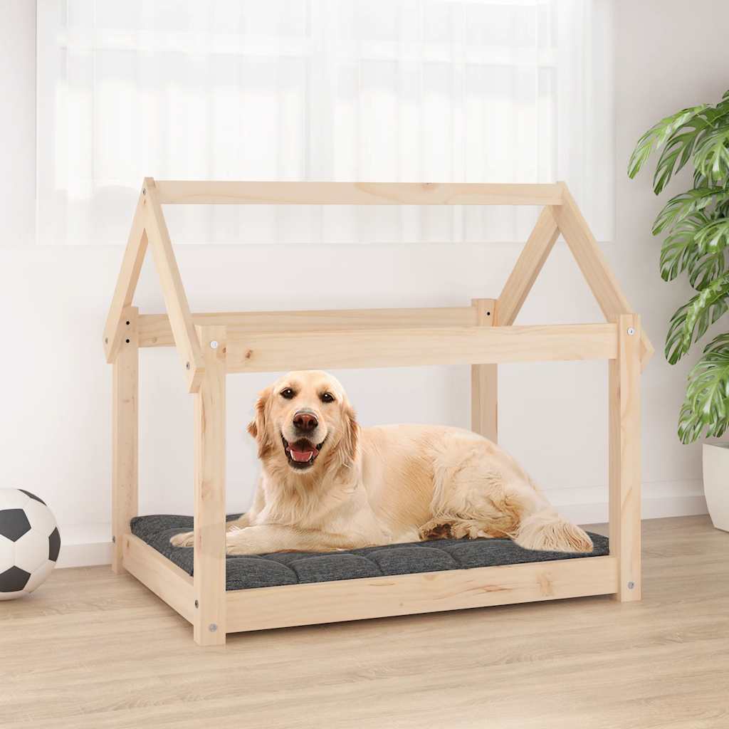 Hundebett Grau 61x50x70 cm Massivholz Kiefer