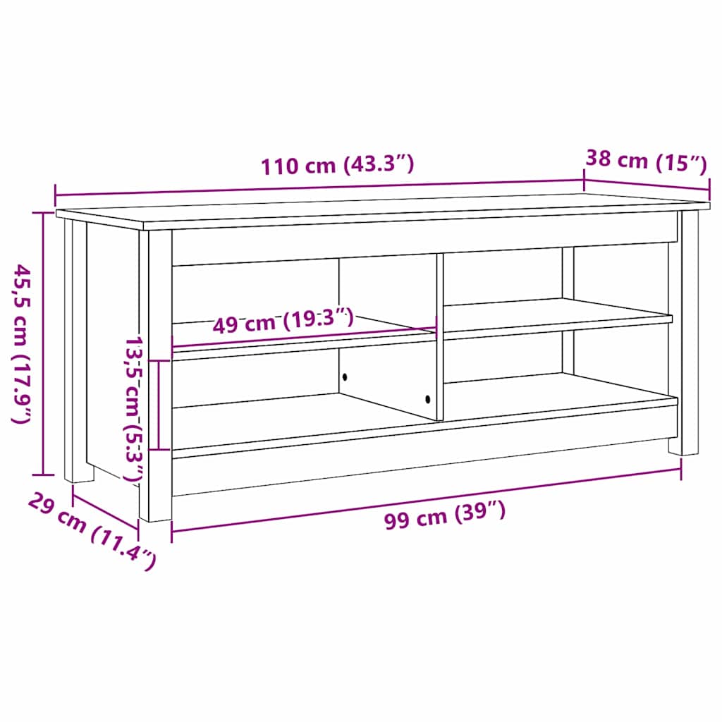 Schuhbank Weiß 70x38x45,5 cm Massivholz Kiefer