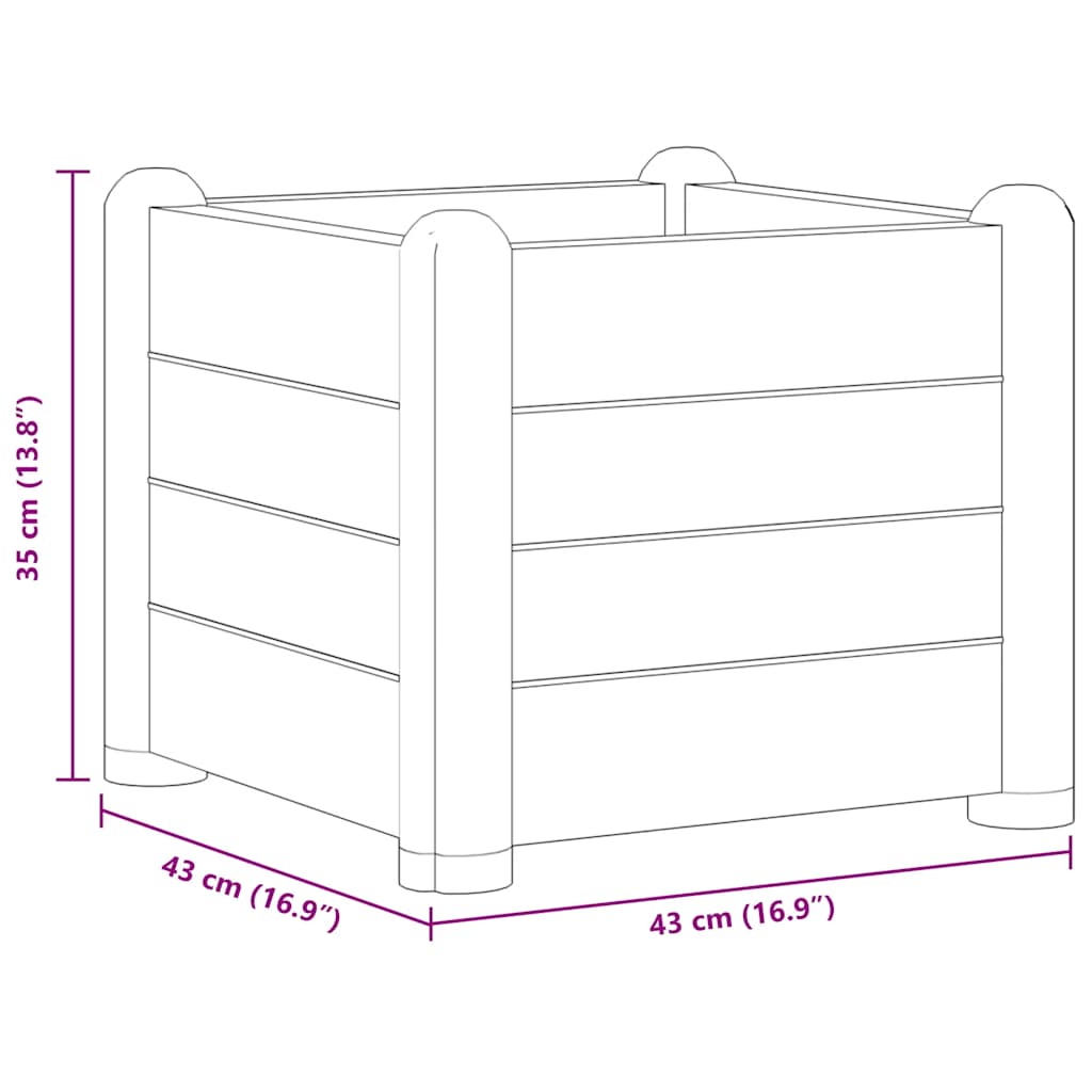 Garten-Hochbeet PP Weiß 43x43x35 cm