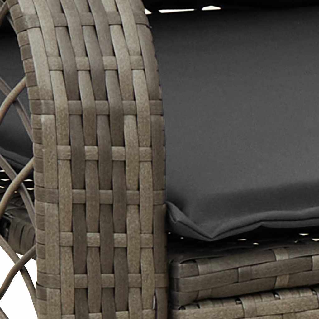 Garten-Schaukelstuhl mit Kissen Schwarz Poly Rattan