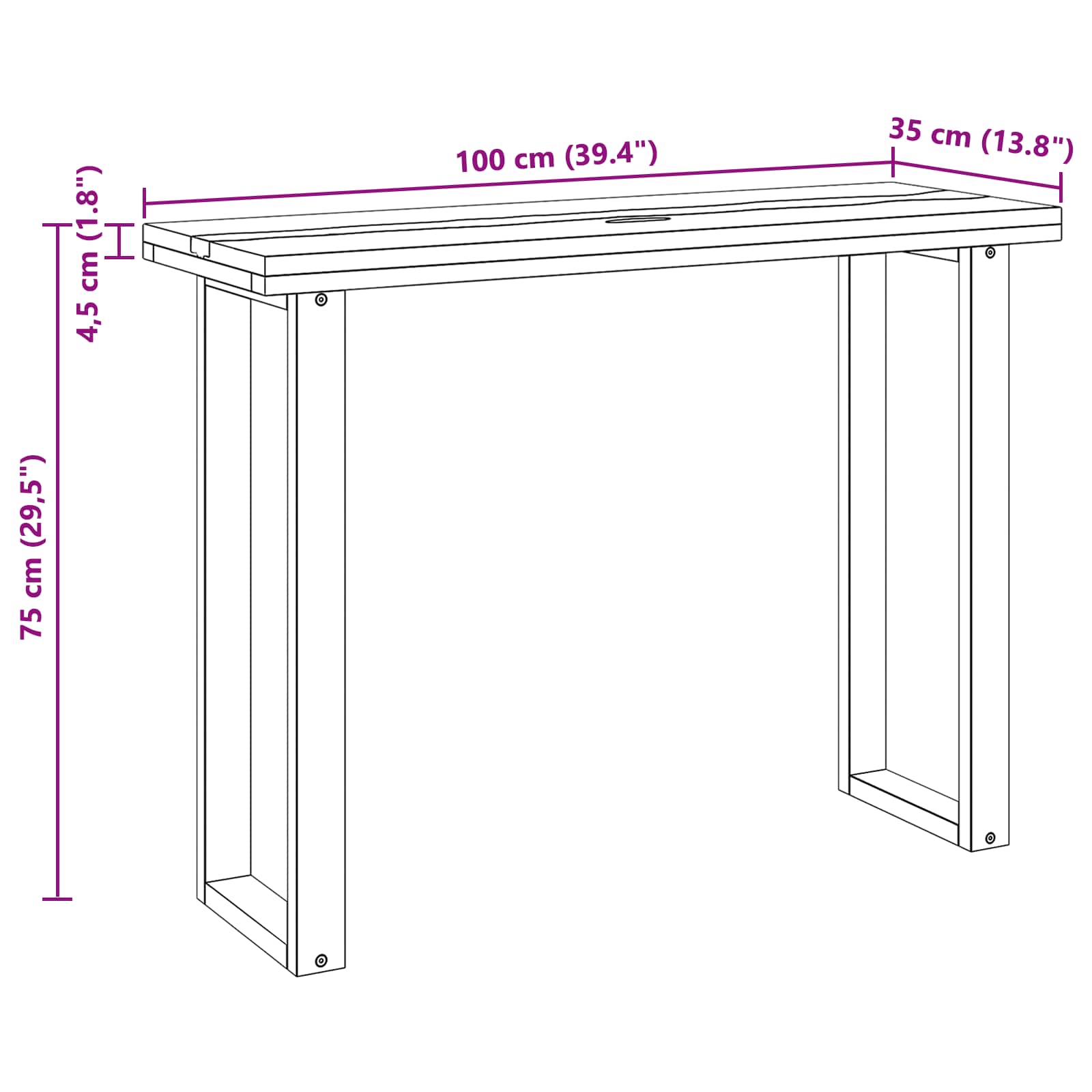 Konsolentisch Braun 100 x 35 x 75 cm Massives Teakholz