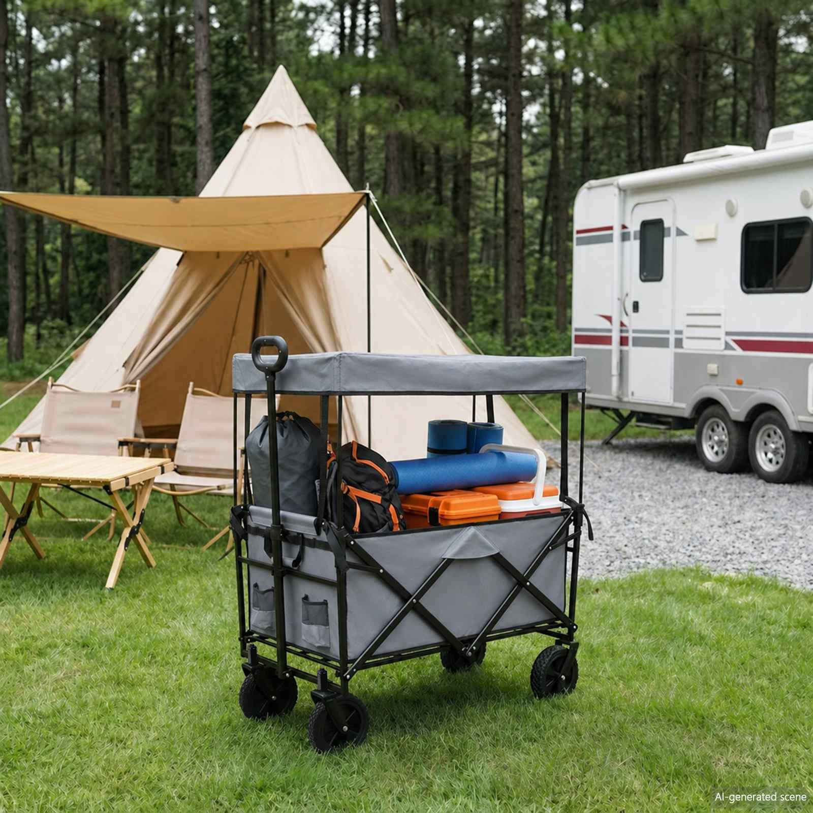 Klapp-Handwagen Schwarz 105 x 56,5 x 116 cm Oxford-Stoff