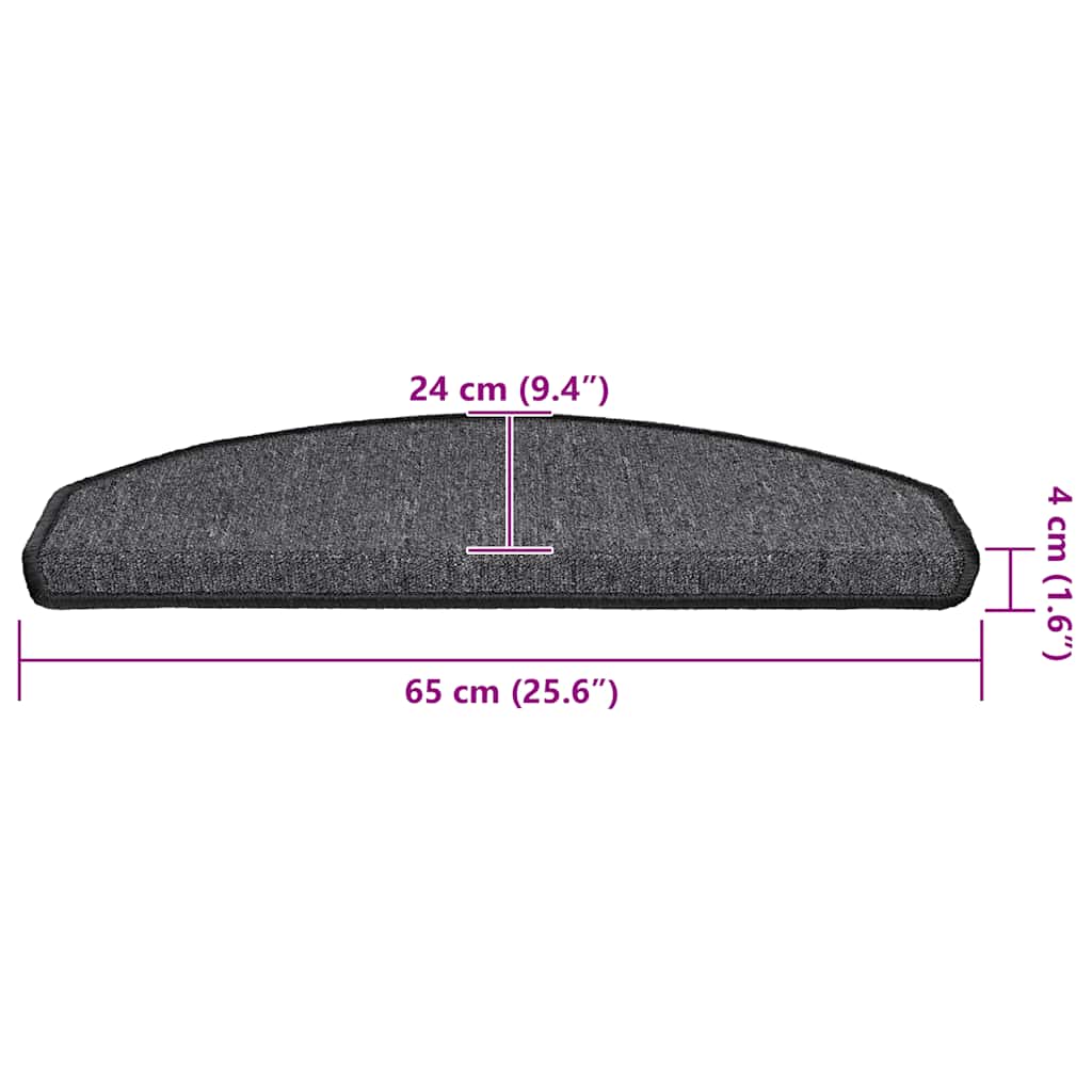 Stufenmatten 15 Stk. 56x17x3 cm Anthrazit Halbrund
