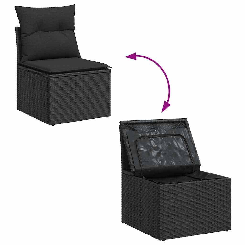 Garten Essgruppe mit Kissen 6 pcs Schwarz und Creme