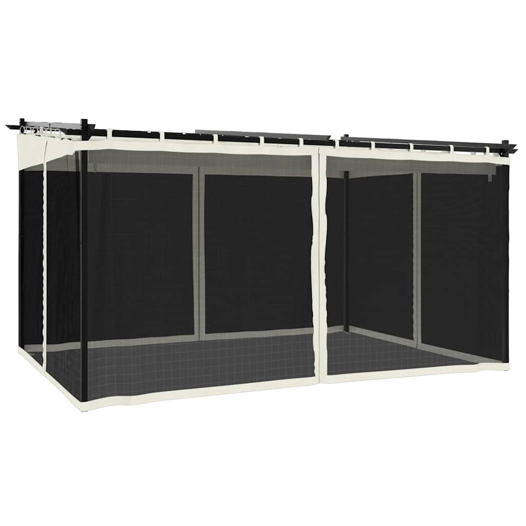 Pavillon mit Netzwände Creme 3x3 m Stahl