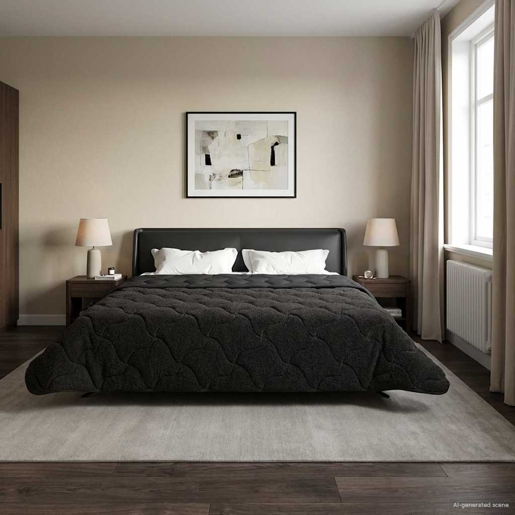Winterbettdecke Gepolstert Anthrazit 135 x 200 cm