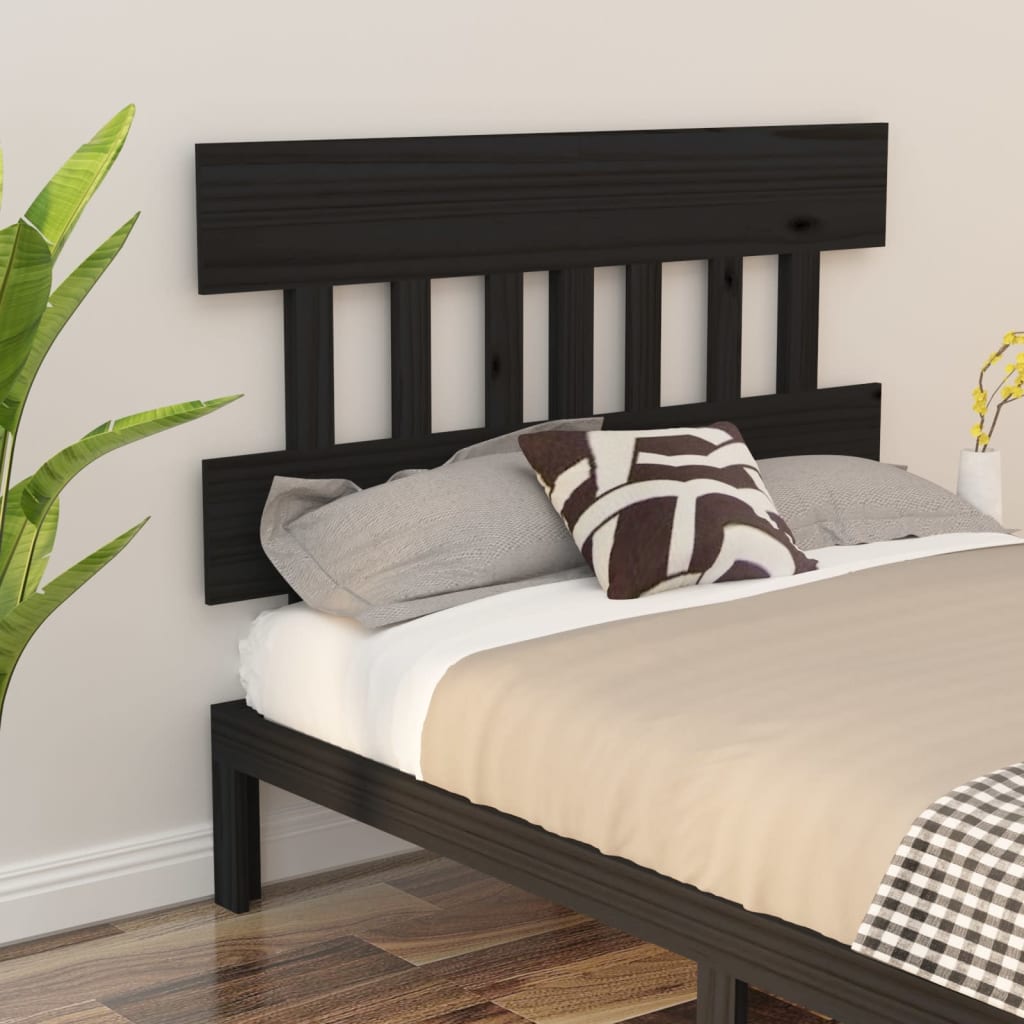 Bett-Kopfteil Schwarz 78,5x3x81 cm Massivholz Kiefer