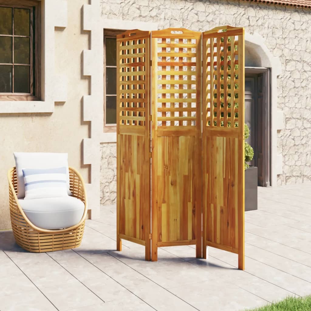 3-tlg. Paravent 121,5x2x115 cm Massivholz Akazie