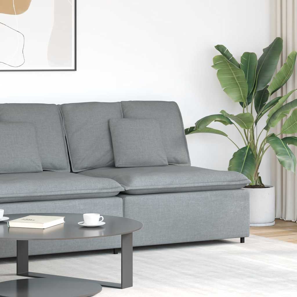 Modulares Sofa Endmodul mit Armlehne Kissen Hellgrau 100 cm