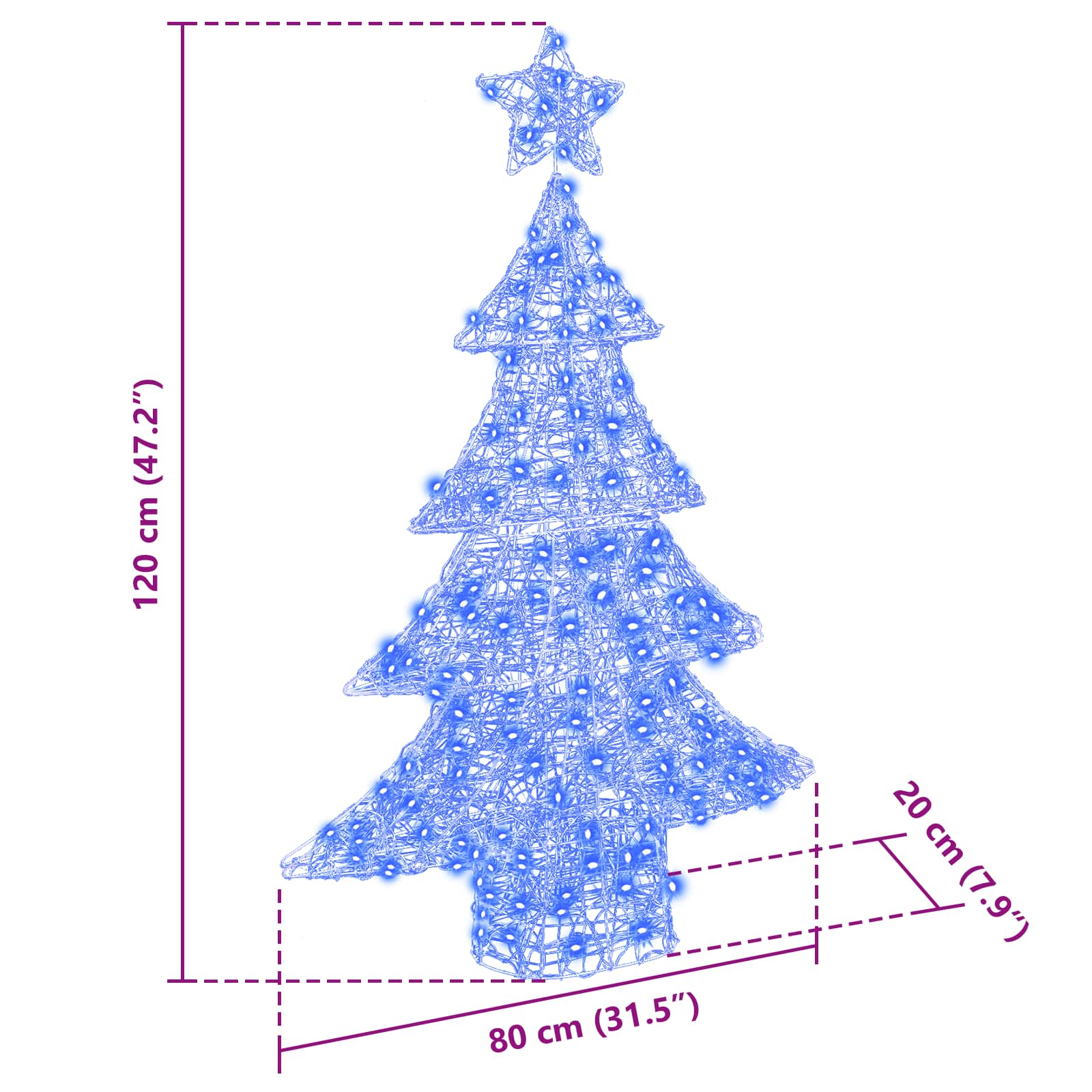 Weihnachtsbaum mit 100 LEDs Warmweiß 120 cm Acryl