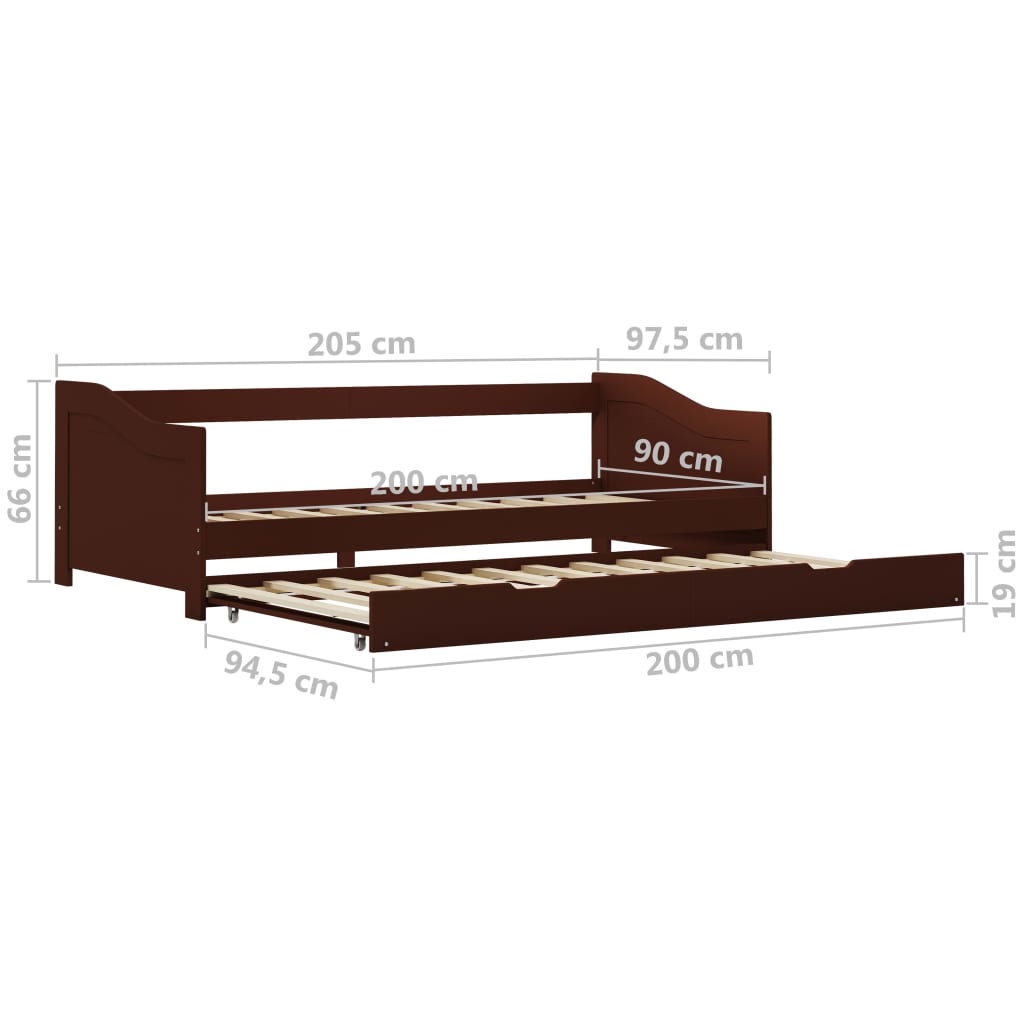 Ausziehsofa Bettgestell Weiß Kiefernholz 90×200 cm