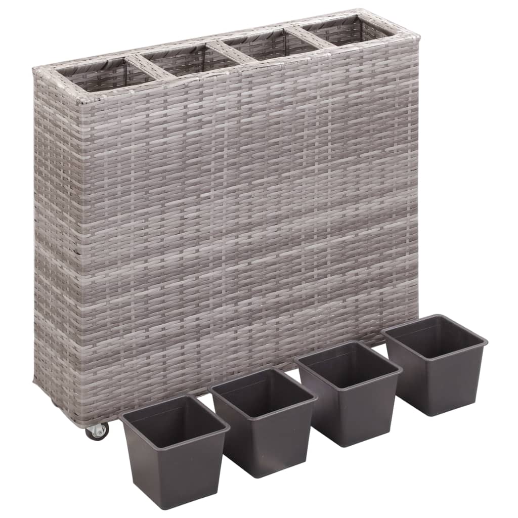Garten-Hochbeet mit 4 Töpfen 80x22x79 cm Poly-Rattan Schwarz