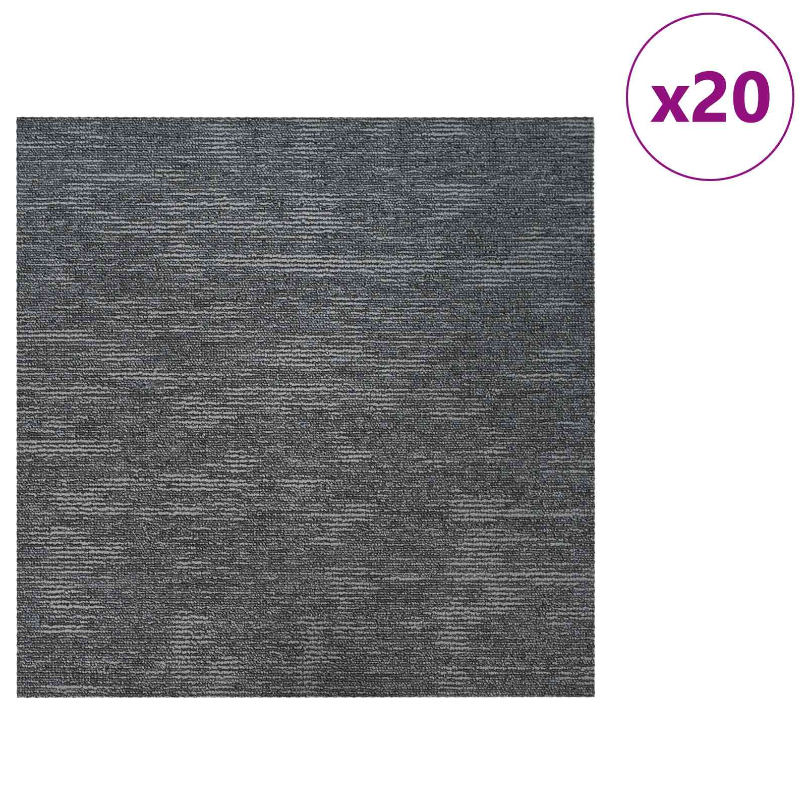 Teppichfliese Hellgrau mit Streifen 50 x 50 cm 4 pcs