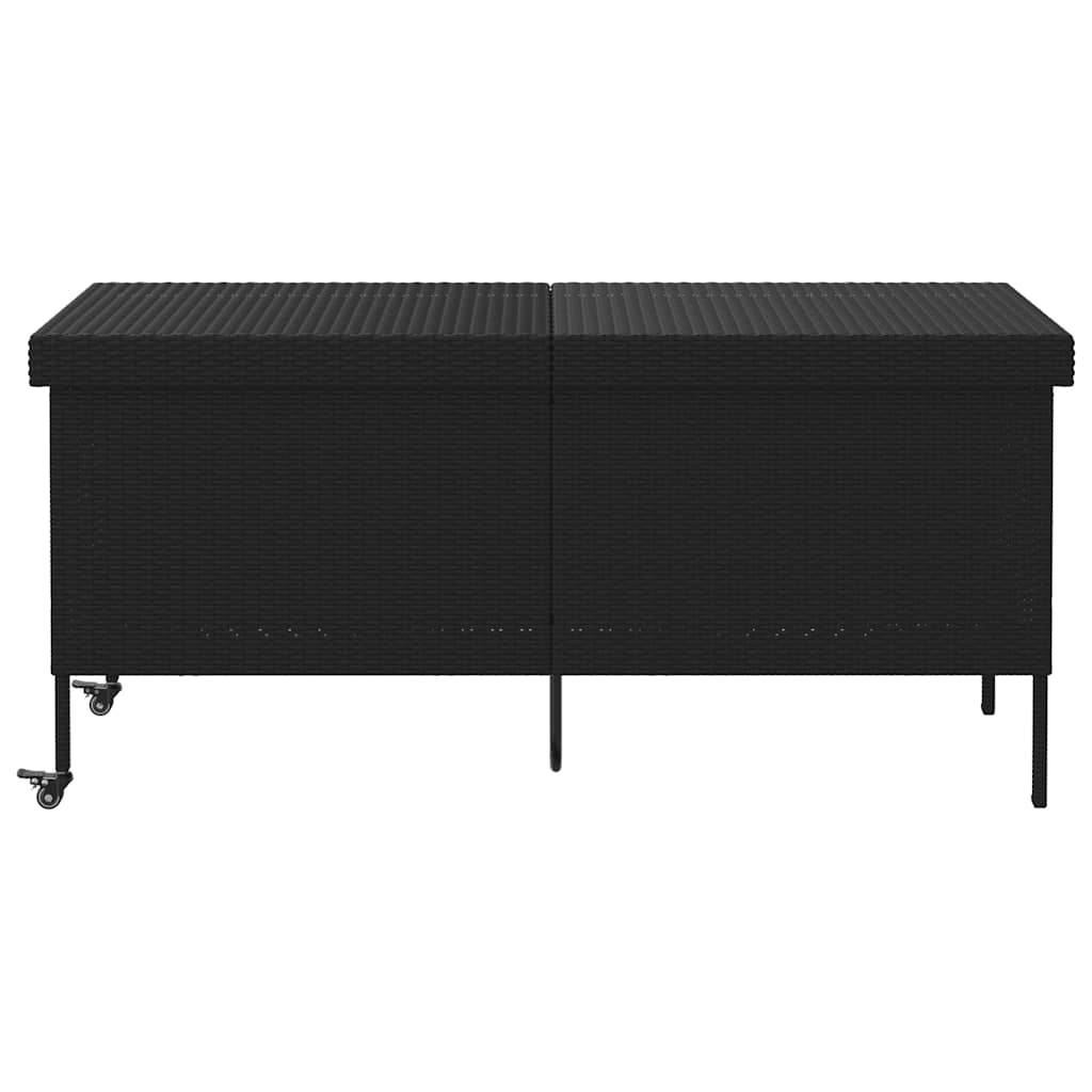 Gartentruhe mit Rollen Schwarz 110x55x73 cm Poly Rattan