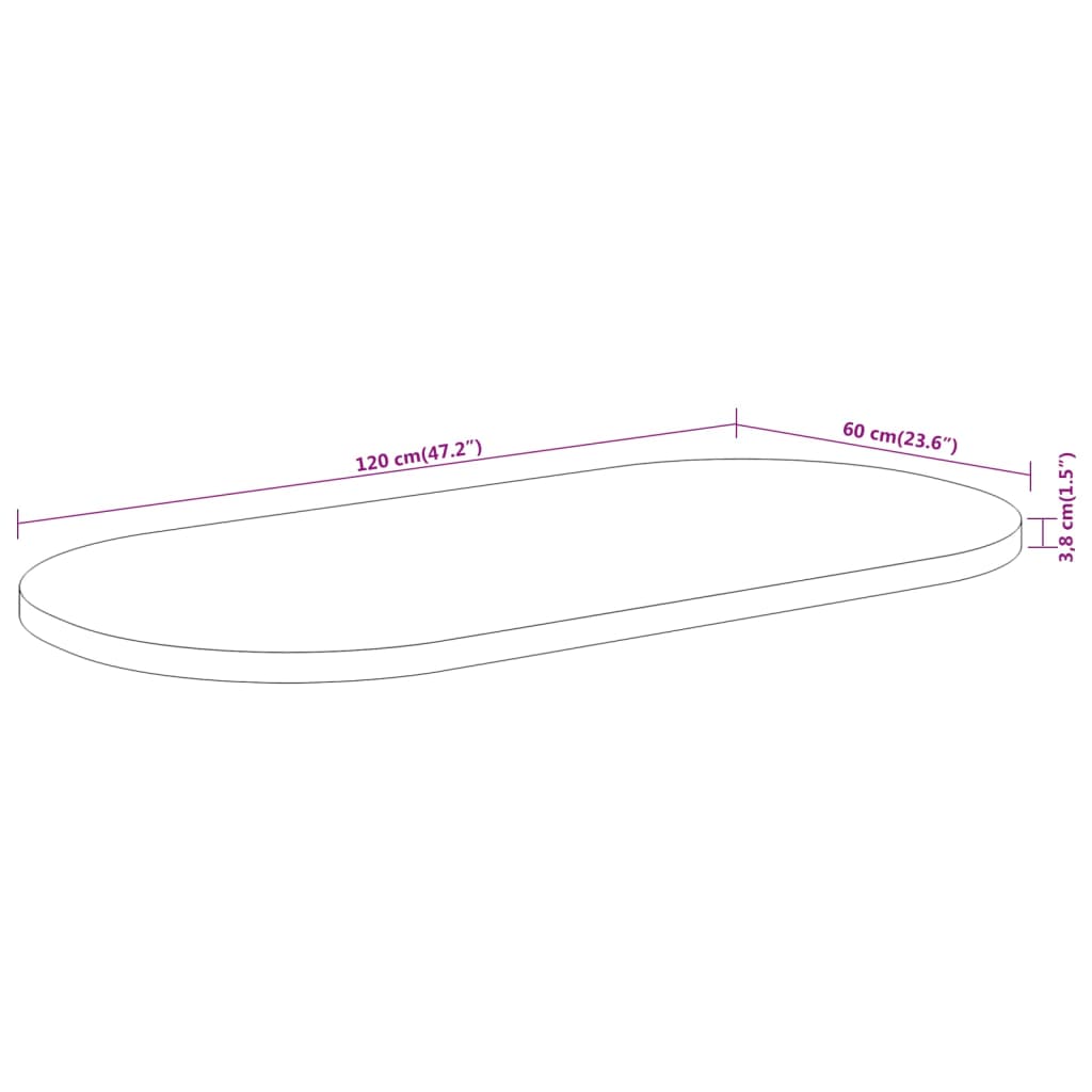 Tischplatte 110x40x2,5 cm Oval Massivholz Mango