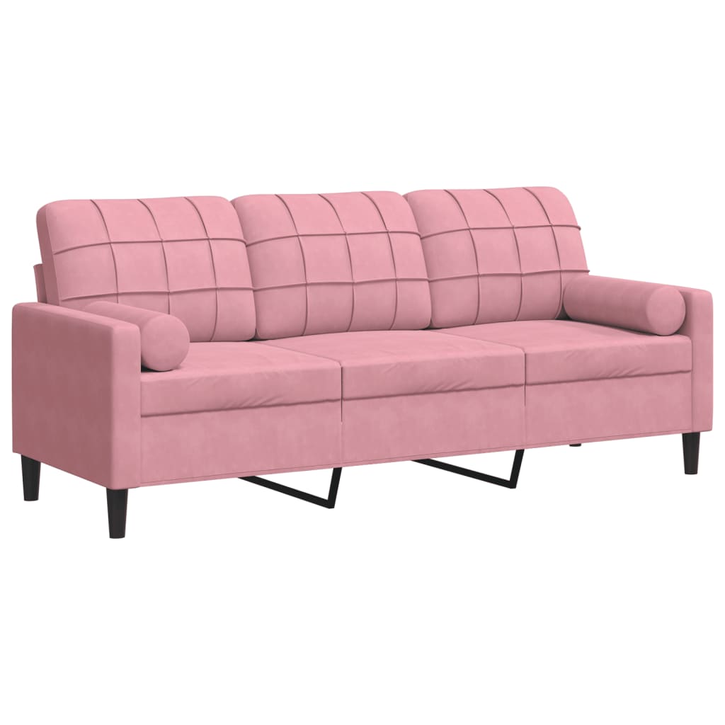 2-Sitzer-Sofa mit Zierkissen Hellgrau 120 cm Samt