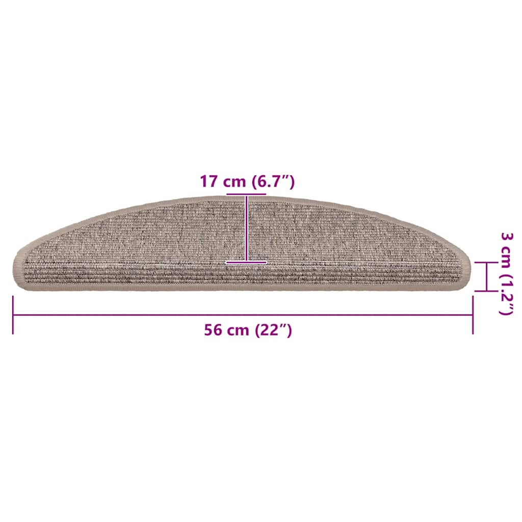 Stufenmatten 15 Stk. 56x17x3 cm Beige und Grau Halbrund