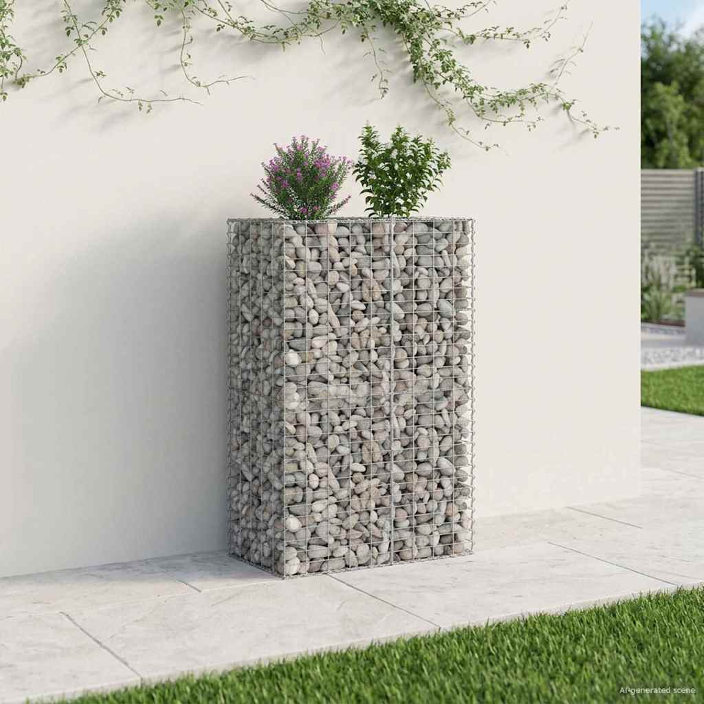 Gabionen Hochbeet 2 pcs Silber 260 x 60 x 55 cm
