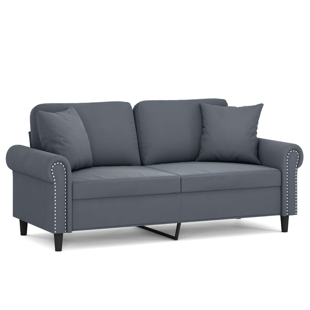 2-Sitzer-Sofa mit Zierkissen Dunkelgrün 120 cm Samt