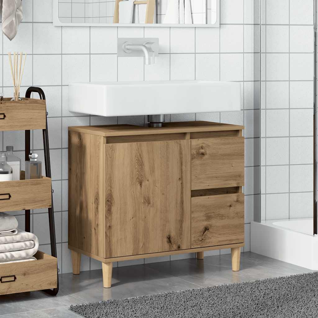 Badschrank Weiß 65x33x60 cm Holzwerkstoff