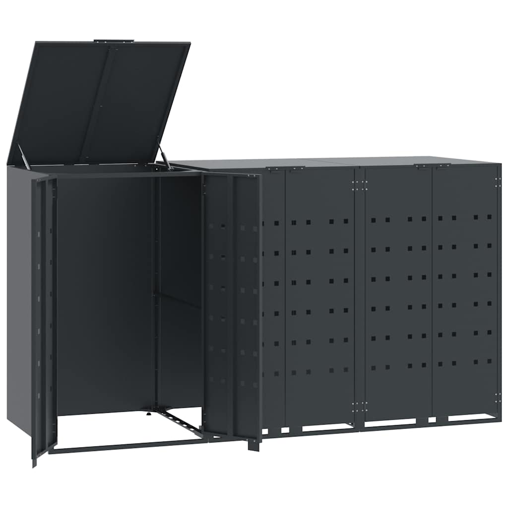 Mülltonnenbox für 2 Tonnen Schwarz 138x79x117 cm Stahl