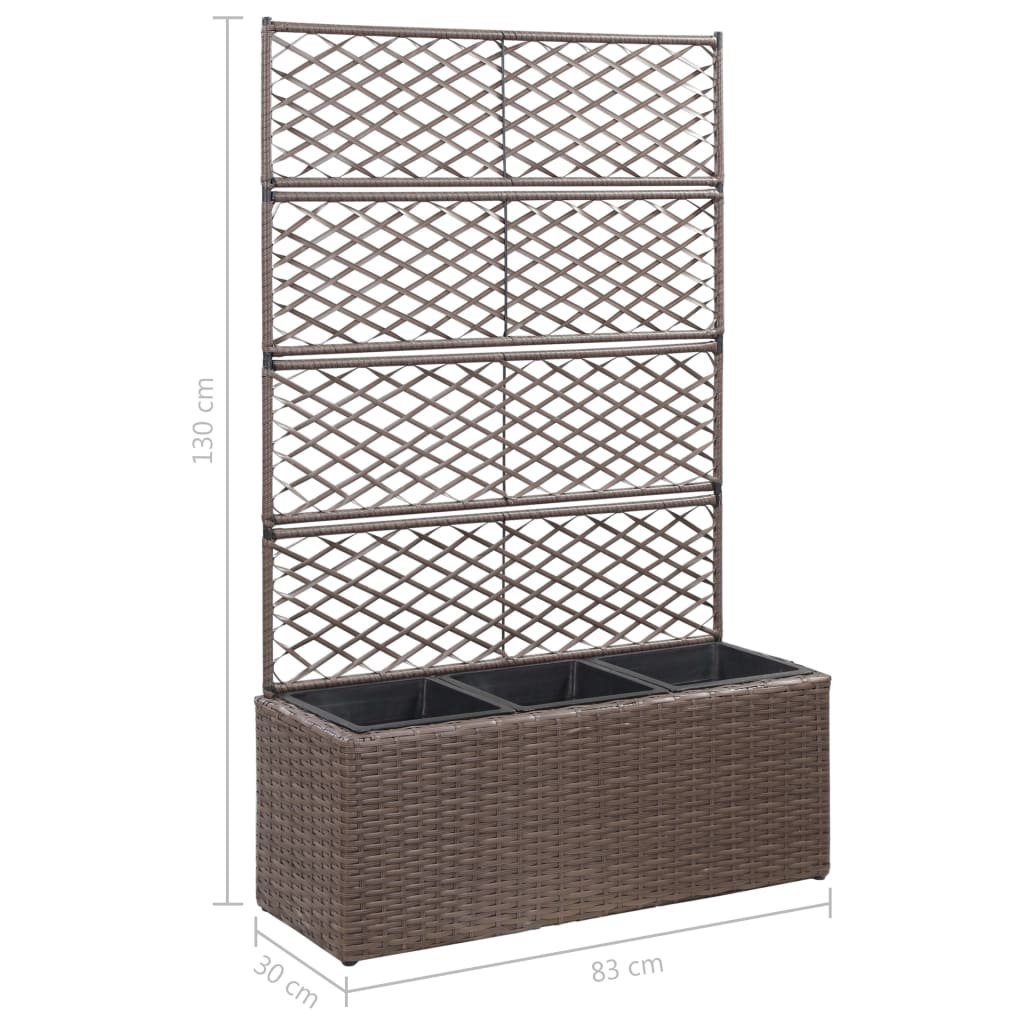 Hochbeet mit Rankgitter 1 Topf 30x30x107cm Poly Rattan Schwarz
