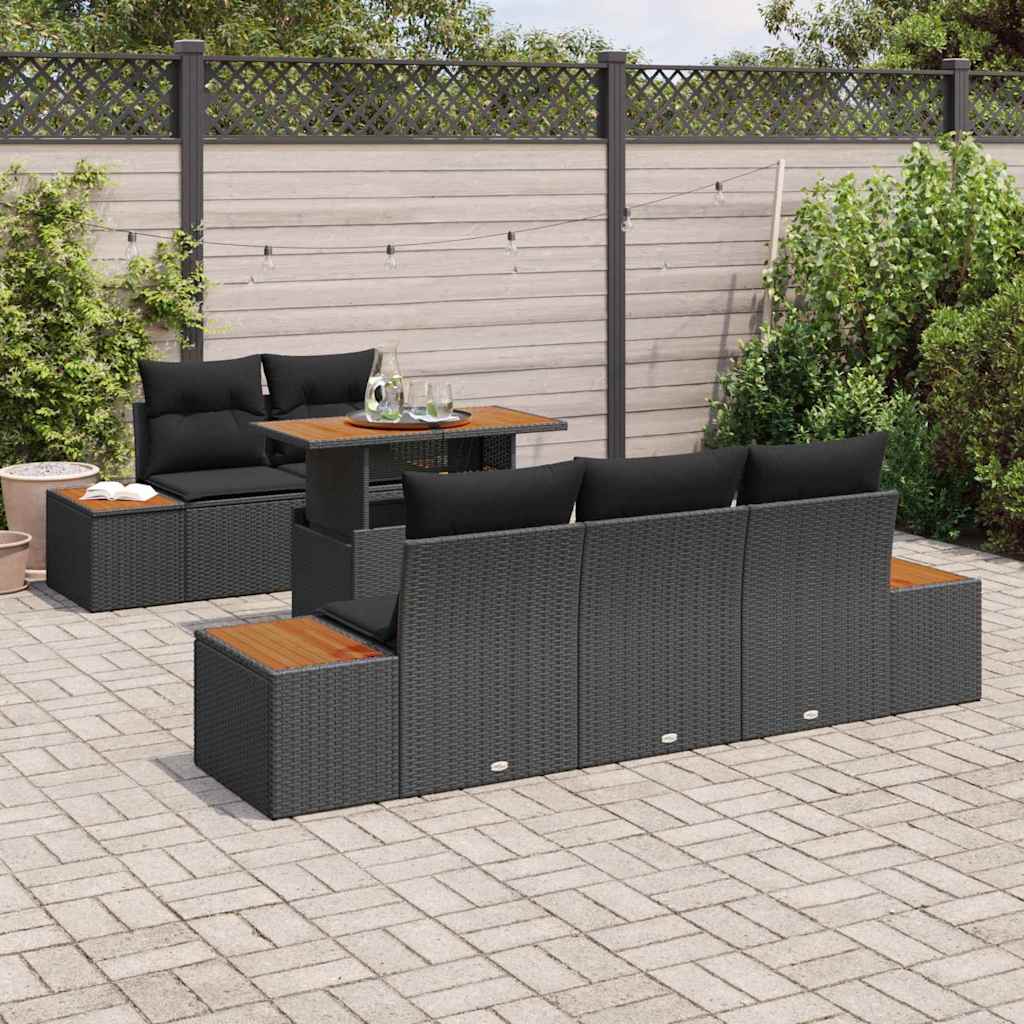 Garten Essgruppe mit Kissen 6 pcs Schwarz und Beige
