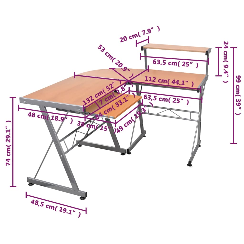 Eck-Computertisch Schwarz 132x112x99 cm Holzwerkstoff