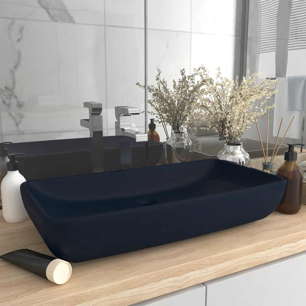 Luxus-Waschbecken Rechteckig Matt Weiß 71x38 cm Keramik