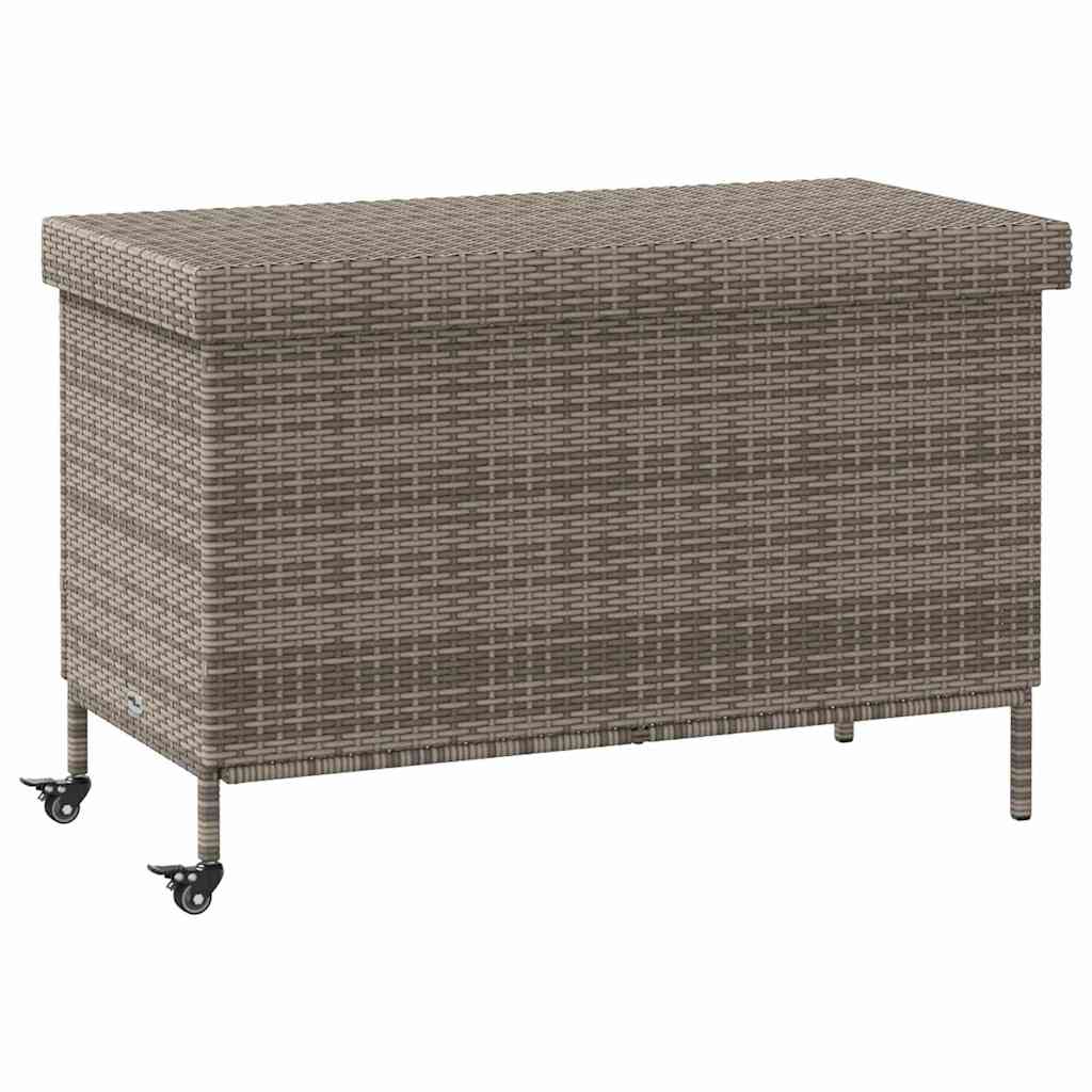 Gartentruhe mit Rollen Schwarz 110x55x73 cm Poly Rattan