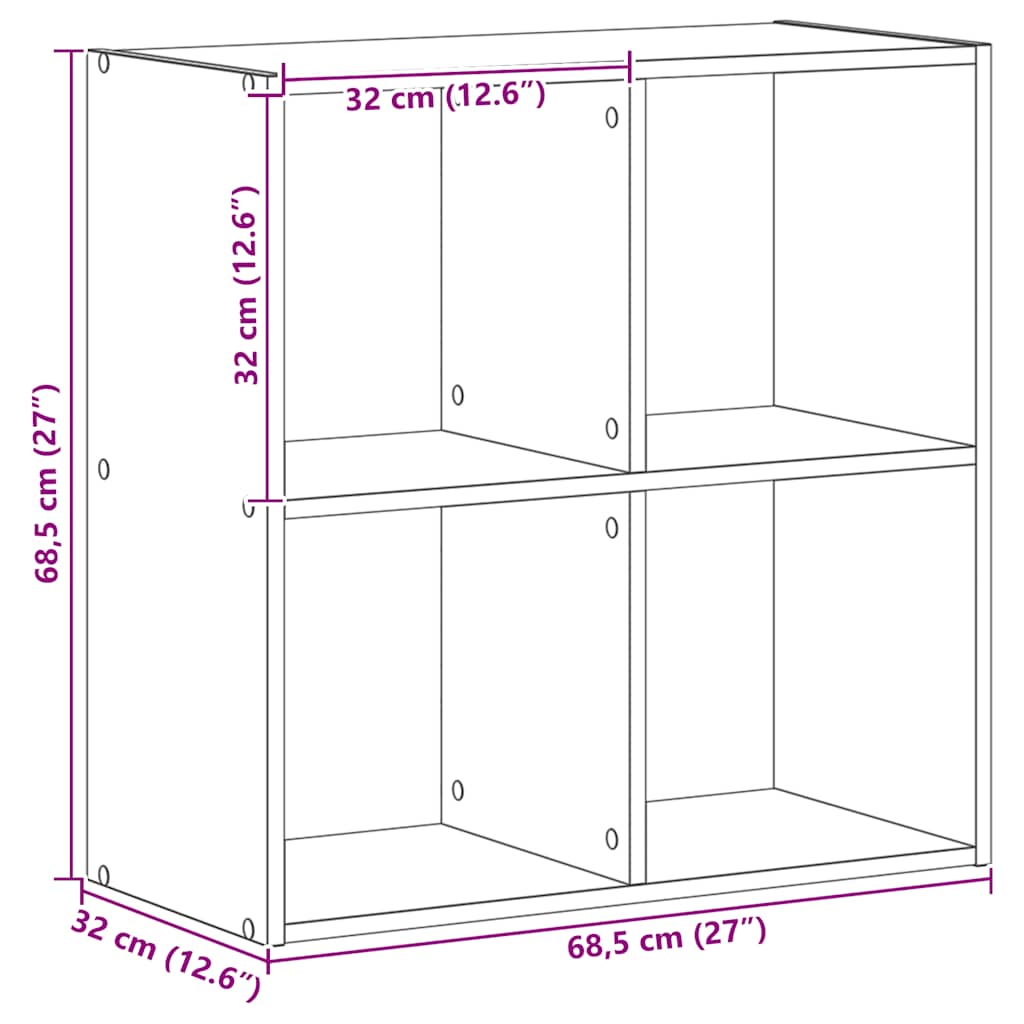 Bücherregal Schwarze Eiche 102 x 32 x 102 cm