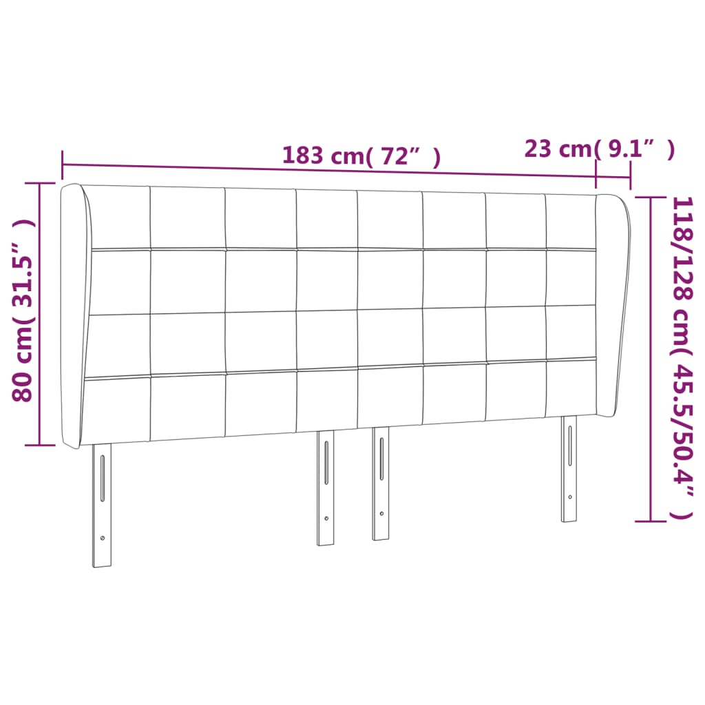 Kopfteil mit Ohren Dunkelblau 93x23x78/88 cm Samt
