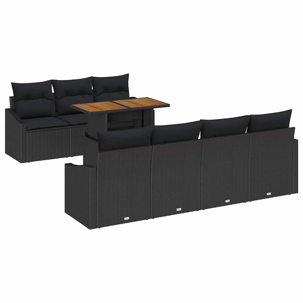 Garten Essgruppe mit Kissen 8 pcs Schwarz und Creme
