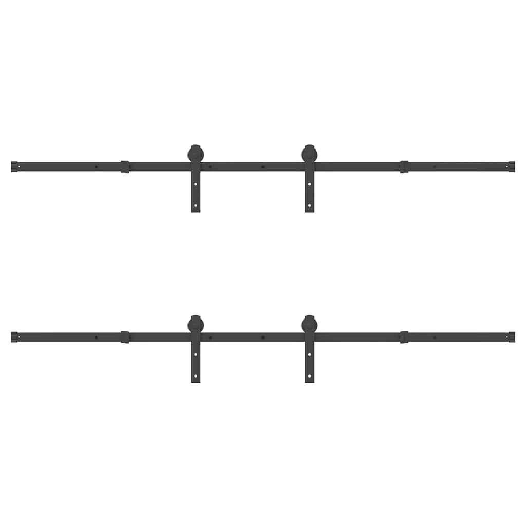 Schiebetürbeschlag-Set 366 cm Stahl Schwarz