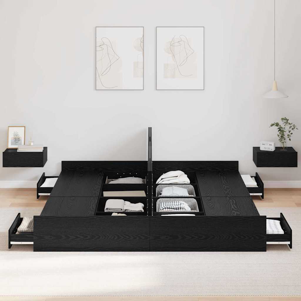 Aufbewahrungsbettgestell Weiß 200 x 200 cm Holzwerkstoff
