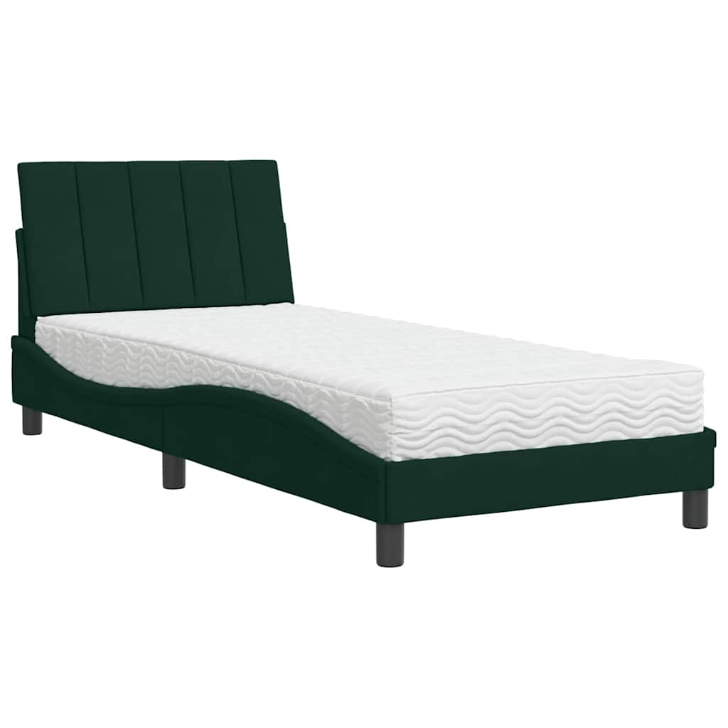 Bett mit Matratze "Hanko" Hellgrau 80x200 cm Samt