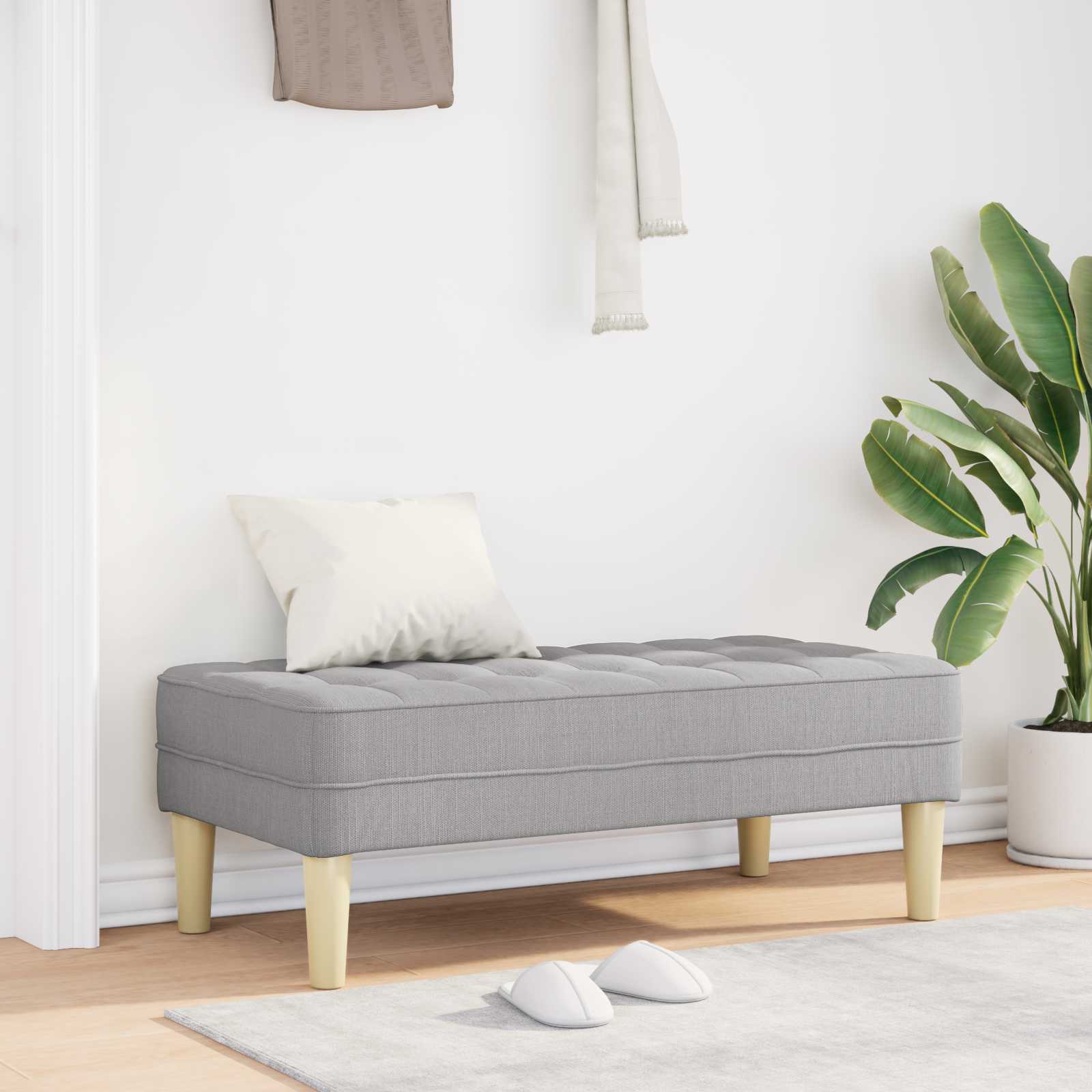 Bank mit Kissen Hellgrau 113 x 57 x 39 cm Stoff